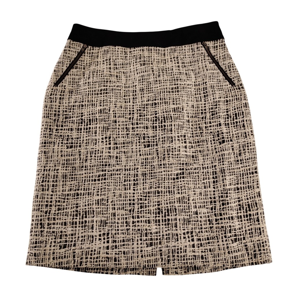 Classiques Black and White Wool Blend Skirt Size 8 Front Pockets Beautiful